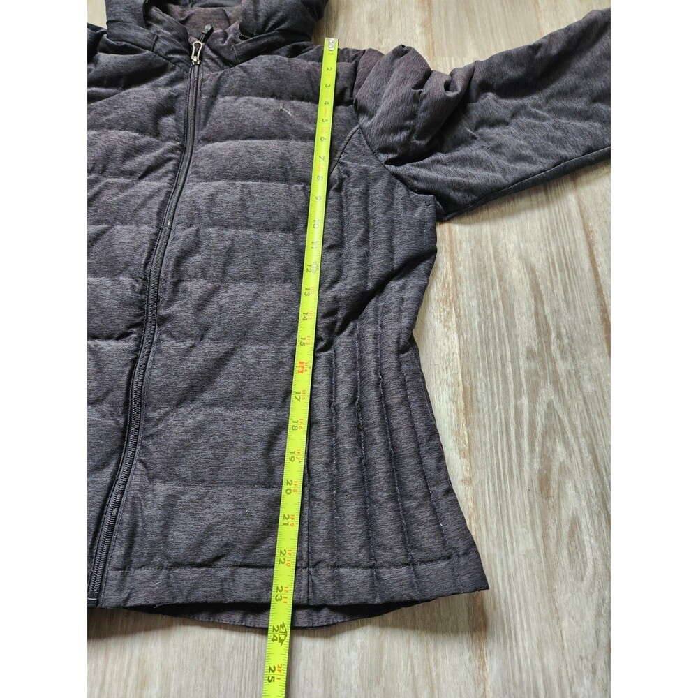 HeatKeep Down Puffer Jacket XL Gray Quilted Insulated Removable Hood Winter GUC - Picture 10 of 11